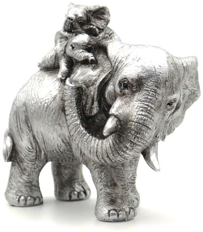 Irayin Elefanten Deko, Elefant Statue Figure, Mama Geschenk, Elefanten Geschenke für Frauen, Gesundheit und Kraft, Dekoration für Wohnzimmer, Büro, Bücherregal, Schlafzimmer - Silber