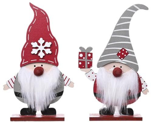 CutitiUU 2 Stück Weihnachten Deko Wichtel, Wichtel Figuren Set, Weihnachtsmann Aus Holz, Weihnachtsschmuck Holz, Weihnachtswichtel Tischdekoration Für Zuhause Urlaub Xmas Party Tischdekoration