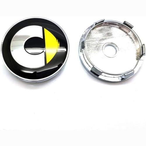 DCAJHSD 4pcs Auto Radabdeckungen für Smart Fortwo Forfour 450 451 454 453 60mm,Alufelgen Felgenkappen Nabendeckel Aufkleber Auto Modifikations Zubehör