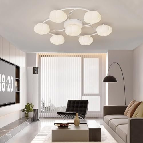 Trutipon LED Deckenlampe Cremefarbe Groß Deckenleuchte Unendliches Dimmen3000k-6000k Material Acryl Iron Mit Fernbedienung4+1 6+1 8+1 für Schlafzimmer Esszimmer Wohnzimmer Esszimmer Küche(6+1)