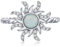 REDSUN Opal Sonnenring 925 Sterling Silber Opal Ringe für Damen Ringe Ring White Opal-Sonnenring Opal Schmuck Weihnachts Geburtstagsgeschenk für Frauen