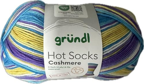 Gründl Hot Socks Cashmere 4-fädige Sockenwolle, 100g/420 m, 75% Schurwolle, 20% Polyamid, 5% Kaschmir (06)