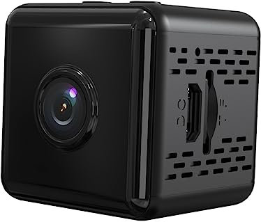 HOMSFOU WLAN Überwachungskamera 1080p mit Bewegungssensor und 150° Weitwinkel für Zuhause und Büro 1000mah Akku Schwarz Abs Gehäuse Nachtsicht mit 6 Infrarotlampen