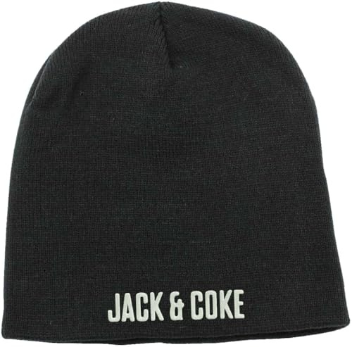 Jack Coke bestickte No Fold Beanie Mütze Wintermütze Schwarz, Schwarz , Einheitsgröße