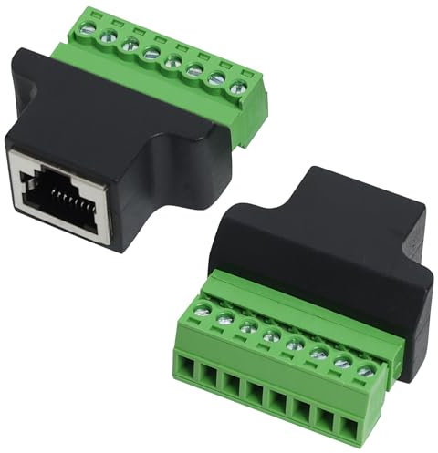LEIBOCHAO 2 Conector RJ45 Hembra a Bloque Terminal de 8 Pines, Adaptadores de Bloque de Terminales RJ45 Hembra a 8 Pines, Conector Ethernet RJ45 Hembra a 8 Pines, Tornillo RJ45