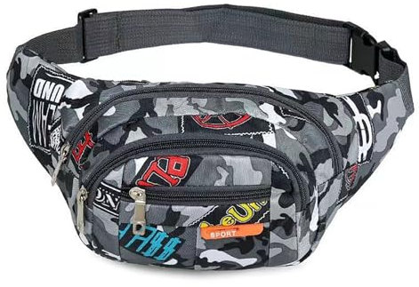 Gürteltasche,Wasserdichte Bauchtasche Camo Militärstyle Hüfttasche mit Mehreren Fächern für Männer Frauen & Kinder Nylon Gürteltasche für Running Sport Reisen & Outdoor Aktivitäten