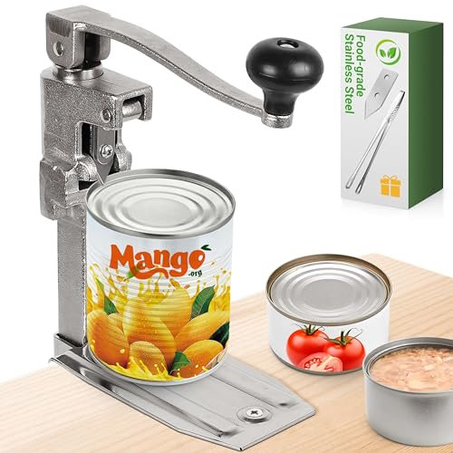 Apriscatole commerciale resistente – Apriscatole manuale da tavolo apre lattine alte fino a 27,9 cm, apriscatole industriale con base in acciaio placcato per ristoranti, negozi di alimentari, hotel,