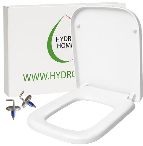 HYDRO HOME - Tavoletta WC Copriwater Rettangolare HH313 Compatibile con Vari Modelli con le Stesse Misure, Coperchio Water Sedile WC a Fissaggio all'Alto con Cerniere Regolabili, Coperchio WC