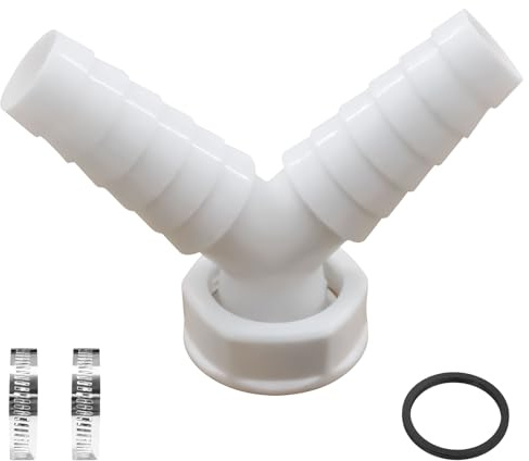 Doppelanschluss für Waschmaschine, Spülmaschine 1 1/2 Zoll Y-Adapter für Spülmaschine & Waschmaschine Abfluss, Ablaufadapter für Schlauch mit Zulaufanschluss von 19-24 mm & Ablauf DN 40