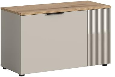 furnling Sileo Sitzbank, kaschmirfarben, 80 cm Breite, moderner Garderobenschrank aus hochwertigem FSC-Holzwerkstoff, kleine Kommode mit Sitzfläche für Flur und Wohnbereich, Made in EU
