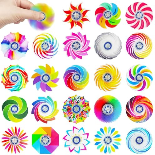 MLPKOI 24 Piezas Fidget Spinner, Juguetes Sensoriales Arcoíris, Spiner para ADHD, Antiestrés y Ansiedad, Regalo de cumpleaños, Premios para el Aula