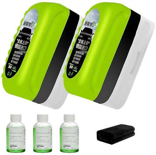 2 Pièces Nettoyant Pare Brise,Nettoyeur Vitre Voiture,Brosse De Nettoyant Pour Film D'huile Automobile,Dissolvant De Film D'huile,Car Glass Oil Film Remover,Avec 1 Serviette 3 Solution Remplacement