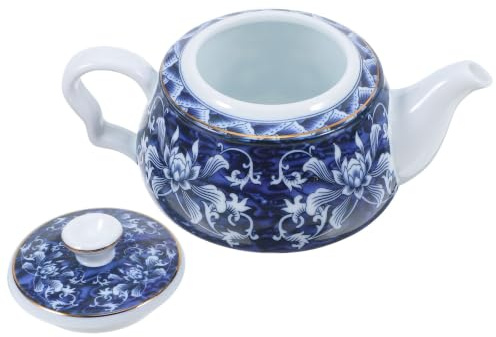 Operitacx Vintage Chinese Tea Pots Ceramic Teapot with Manual Gold Outline Process and Fine Craftsmanship Blue Porcelain Tea Kettle with Handle for Office at Home