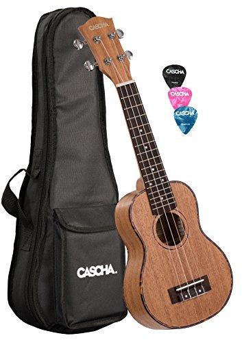 Cascha HH 2026 premium soprano ukulele with bag and plectrums