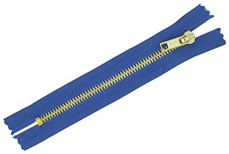 Zipworld Jeans – Cerniere dorate in metallo cerniera 5 mm non divisibile, J (blu jeans – 218, 6 cm)