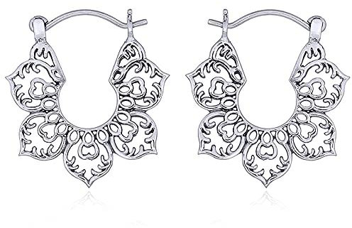 MadamLili - Ohrringe KARMA III - 925 Sterling Silber - 2cm Große Verzierte Blüte - Ornamentaler Echtsilberschmuck - Exklusive Schmuckbox