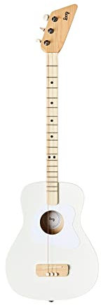 Loog Pro Acoustic Kindergitarre mit 3 Saiten, ab 6 Jahren, Lern-App und Unterrichtsstunden, Weiß