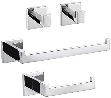 TURS 4-Pezzo Attrezzatura Bagno Set Invitornono Carta ToiletTe Orssista Asciugamano Bar/Holder Robe Gancio Aparete Montaggio, Finitura Polacca, Q7X4-P