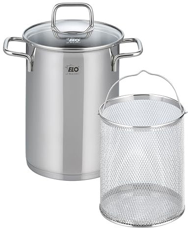 ELO Spargeltopf 72616 Citrin 16 cm - silberfarben - Volumenskala - verkapselter Hartlötboden - Bügelgriff mit Fingerschutzplatte - spülmaschinengeeignet