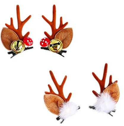 4 Stück Haarspange Rentiergeweih Haar-Accessoires Weihnachten Dekorationen Haarspangen für Mädchen Frauen(Braunes)