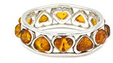 MyBer Ring Bernstein Herz honigfarben Bernsteinring Schmuck Damen silber 925 PMBER29