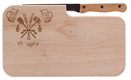 Brotzeitbrett mit Messer und Zunft Prägung I Geschenk für Brauer & Mälzer I 25,5x14,5x1,3cm