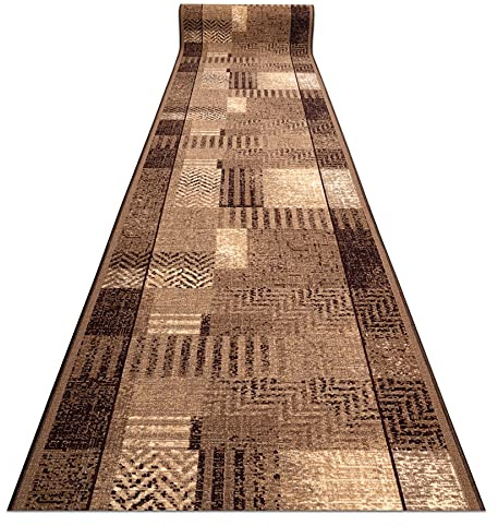 rugsx Antirutsch Teppichläufer Essenza - moderner Kurzflor für Küche, Flur & Wohnzimmer, Meterware, beige 67x100 cm