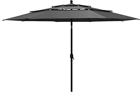 vidaXL Parasol de jardin à 3 niveaux avec mât en aluminium anthracite