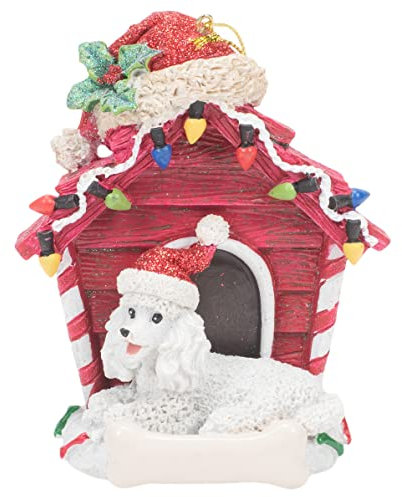 Kurt S. Adler Pudel Holiday Christbaumschmuck Hängeornament aus Kunstharz, 10,2 cm, Rot Weiß