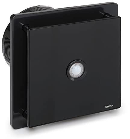 STERR Black Bathroom Fan 6 inches / 150 mm with PIR - Extractor Fan - Glass Front - Modern Look - BFS150P-B - 25 W