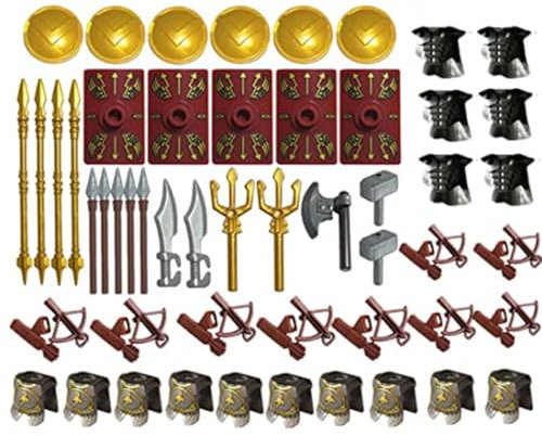 YLtremker Waffen Set für Antikes Rom Minifiguren, 70 Stück Custom Mittelalterlich Militärische Rüstung Helme Waffe Set für Figuren Soldaten