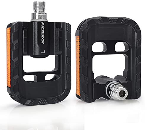 KABON Folding Bike Pedals, Bicycle Foldable Pedals with Aluminum, Universal 9/16 inch Non-Slip Cycling Pedals for Folding Bike, BMX Bike, Road Bike, Mountain Bike MTB (Black)