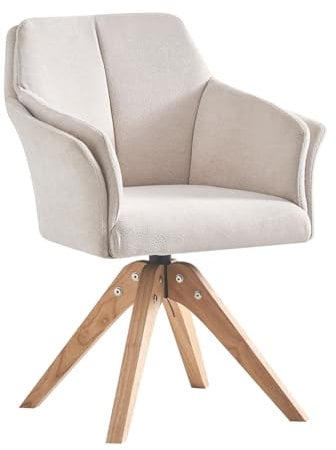 B&D home Chaise pivotante Daisy, Fauteuil rembourré, Style scandinave, Pour salle à manger, salon et bureau, Tissu crème, 11109-CREM-1 (Creme)