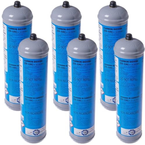GASFRIGO®, Bombola co2 per gasatore, 600 gr usa e getta attacco M11x1, gas acqua frizzante, co2 per acqua frizzante, cilindro co2 per gasatore, bombole gasatore acqua frizzante - NR 6 bombole