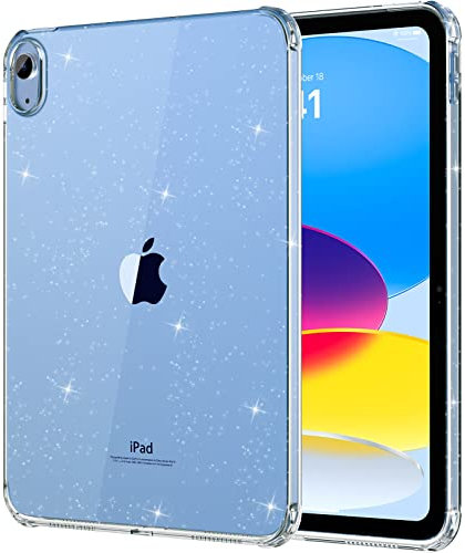 MoKo Coque pour iPad (A16) Case 11e Génération 11 Pouces 2025, iPad 10e Génération 10,9 Pouces 2022 en TPU, Housse Anti-Rayures Ultra Transparent Protecteur de Tablette Antichoc,Paillettes Claires