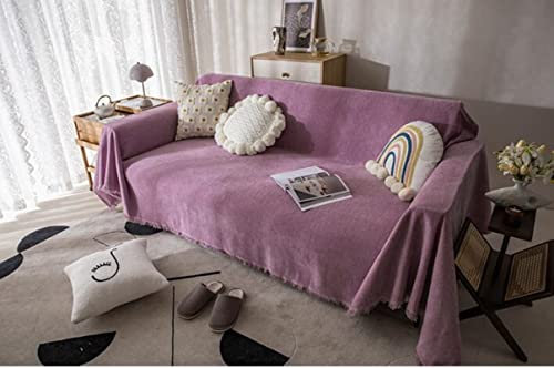 Homxi Couchbezug 3 Sitzer,Couch Überzug Universal Einfarbig Couch Überzug Chenille Sofa-Handtuch Lila Sofahusse Universel 180x350CM