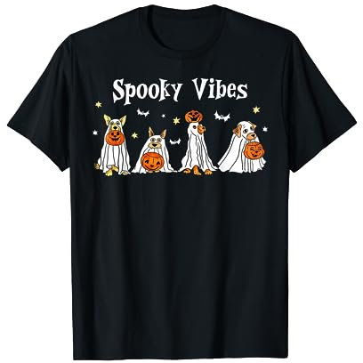Ghost Dog Trick Or Treat Halloween Spooky Vibes Dog Lover T-Shirt