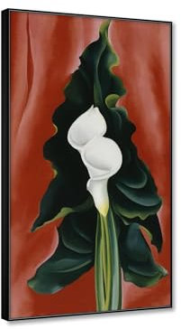 Berühmte Wandkunst reproduktion berühmter gemälde «Calla Lilies On Red» Poster und Druck blumen leinwandbilder für Heimdekoration fertig zum Aufhängen 70x126cm28x50Schwarzer Rahmen