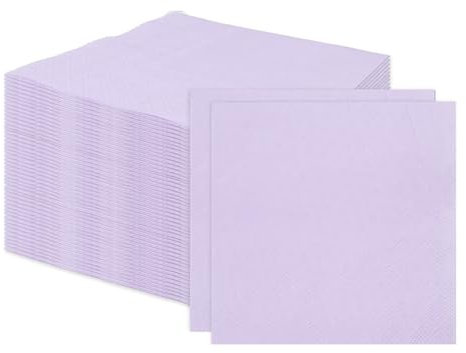 100 Stück 2-lagige lila Servietten gefaltet 12,7 x 12,7 cm Einweg-Cocktail-Servietten Papierservietten für Abendessen, Hochzeit, Party, Getränke-Servietten