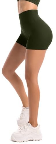 Walifrey Radlerhose Damen Kurze High Waist Shorts，Sporthose Damen Blickdicht Shorts Sommer für Yoga Amy Green LXL
