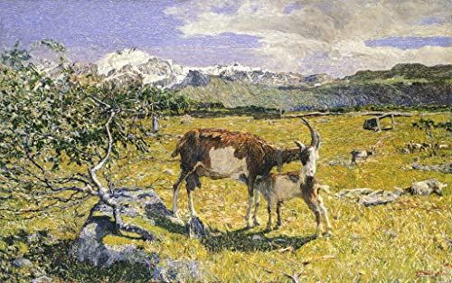 Bunte Wandkunstleinwand Leinwand Gemälde Berühmtes Gemälde Die alpen im mai von giovann Segantini für Wohnzimmer 60x90cm