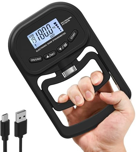 inaepeak 180 kg Griffkrafttrainer, wiederaufladbares elektronisches Handdynamometer, digitaler Griffkraft-Tester mit LCD-Display, verstellbarer Handgriff-Dynamometer, Handtrainer für Kraft