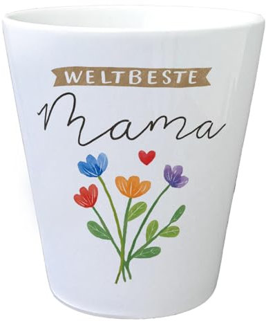 Blumenstrauß Blumentopf mit Spruch Weltbeste Mama Herzvolles Muttertagsgeschenk Liebevolle Blumen für Mama Familie feiert Mutterherz