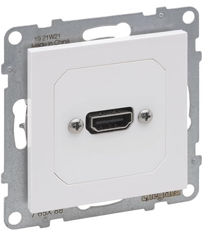 LEGRAND, SEANO HDMI 1.3 Anschlusseinheit vorverdrahtet, Einsatz inklusive Abdeckung, Kabel 15 cm, Farbe: Ultraweiß, 765188
