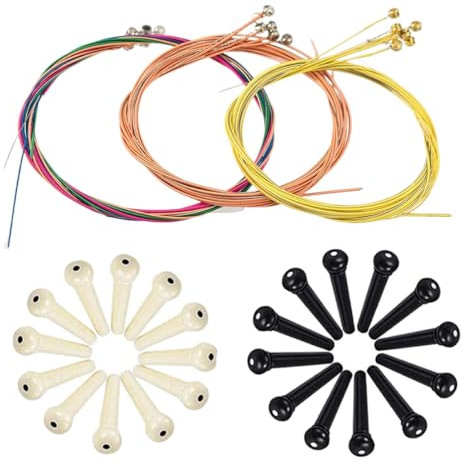 NTRUXZP 3 Set Guitar Strings Corde per Chitarra Acustico Corde per Chitarra di Ricambio Multicolore Sostituzione in Acciaio Corde per Chitarra,4 Set punte di ricambio a cono fisso