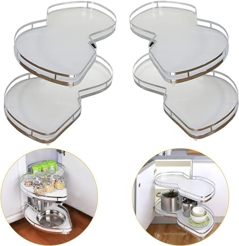WTAILYSOUE Eckschrank, Küchenschrank, ausziehbar, Nachrüstung, ausziehbares Regal, Organizer, Eck-Fliegende Untertasse, Zugkorb, für 900–1000 mm Schrank (rechts offen), Weiß