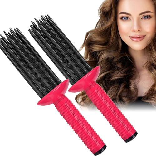 Curly Hair Brush, 2 Stück Lockenwickler Kämme Für Haar, Hair Curler Fluffy Curling Roll Comb, Heatless Curls, Hot Air Styling Brush Hair Styler, Tragbarer Curly Hair Brush für Zuhause, Reisen, Dating