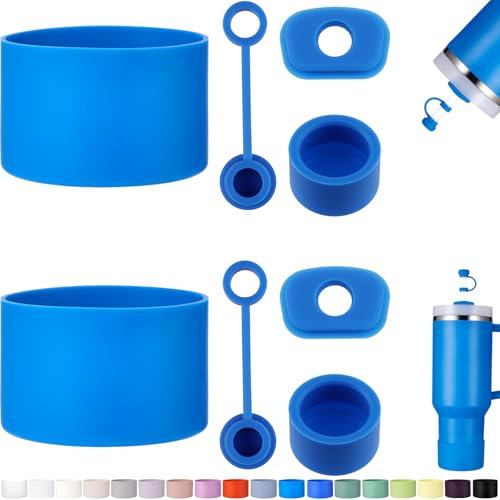 HYZ 8 Piece Accessories for Stanley Cup, Silicone Spill Proof Stopper Set and Protective Boot Including Straw Cover Cap for Stanley H2.0 20oz 30oz 40oz Tumbler, Azure