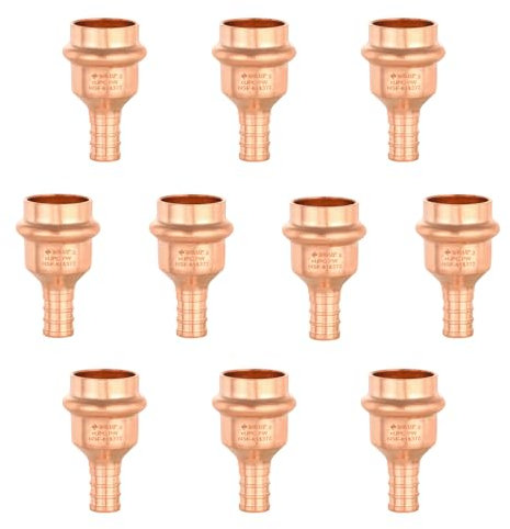 10 Stück GUOFIS Kupfer Pressfittings, 3/4 Zoll Presse x 1/2 Zoll PEX Quetschkupplung Kupferfittings Adapter für Kupferrohr/PEX Rohranschluss mit Anschlag