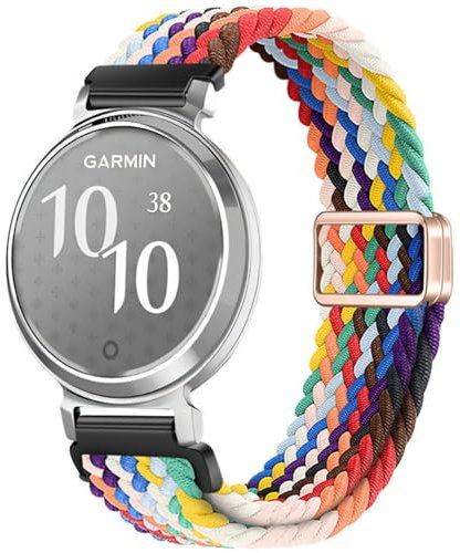 GIOPUEY Armband Kompatibel mit Garmin Lily 2, Geflochtenes Nylon Armband [Unisex] elastisch Ersatzarmband - Rainbow Colors